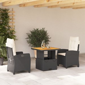 Maison exclusive - ensemble à manger de jardin avec coussins 3 pcs noir