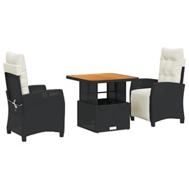 Maison exclusive - ensemble à manger de jardin avec coussins 3 pcs noir