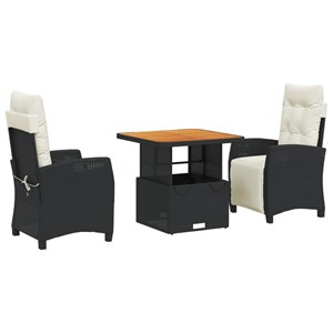 Maison exclusive - ensemble à manger de jardin avec coussins 3 pcs noir