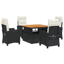 Maison exclusive - ensemble à manger de jardin coussins 5pcs noir résine tressée