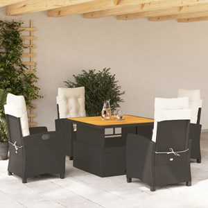 Maison exclusive - ensemble à manger de jardin coussins 5pcs noir résine tressée