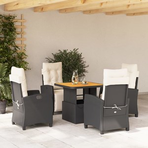 Maison exclusive - ensemble à manger de jardin coussins 5pcs noir résine tressée
