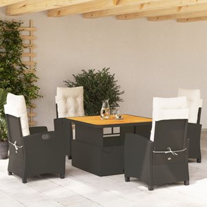 Maison exclusive - ensemble à manger de jardin coussins 5pcs noir résine tressée