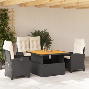 Maison exclusive - ensemble à manger de jardin 4 pcs avec coussins noir