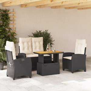 Maison exclusive - ensemble à manger de jardin 4 pcs avec coussins noir