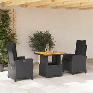 Maison exclusive - ensemble à manger de jardin avec coussins 3 pcs noir