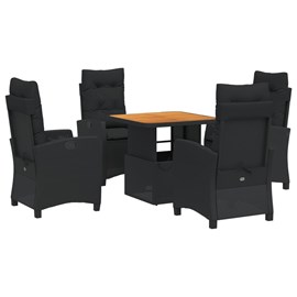 Maison exclusive - ensemble à manger de jardin coussins 5pcs noir résine tressée