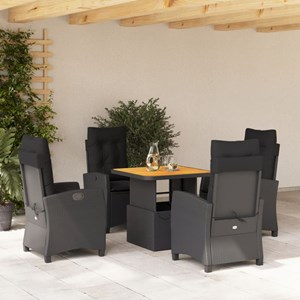 Maison exclusive - ensemble à manger de jardin coussins 5pcs noir résine tressée