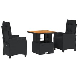 Maison exclusive - ensemble à manger de jardin avec coussins 3 pcs noir