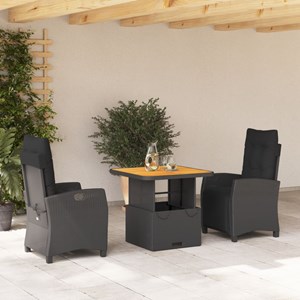 Maison exclusive - ensemble à manger de jardin avec coussins 3 pcs noir