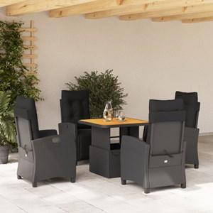 Maison exclusive - ensemble à manger de jardin coussins 5pcs noir résine tressée
