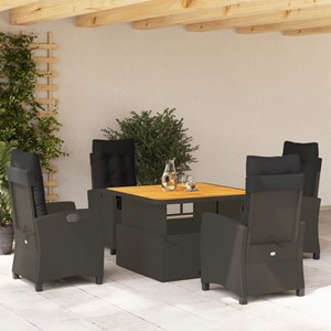 Maison exclusive - ensemble à manger de jardin coussins 5pcs noir résine tressée