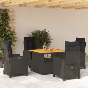 Maison exclusive - ensemble à manger de jardin coussins 5pcs noir résine tressée