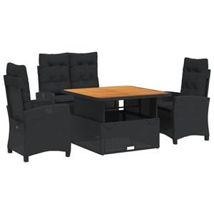 Maison exclusive - ensemble à manger de jardin 4 pcs avec coussins noir