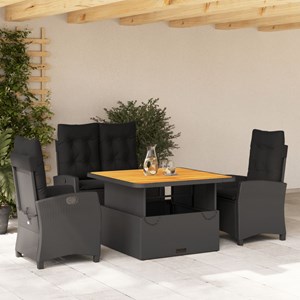 Maison exclusive - ensemble à manger de jardin 4 pcs avec coussins noir