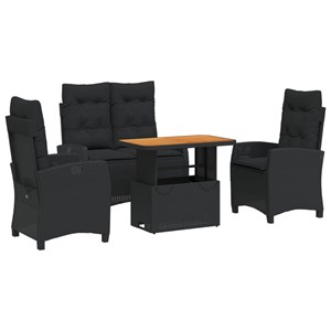 Maison exclusive - ensemble à manger de jardin 4 pcs avec coussins noir