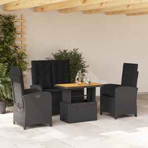 Maison exclusive - ensemble à manger de jardin 4 pcs avec coussins noir