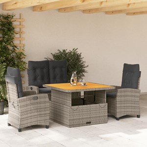 Maison exclusive - ensemble à manger jardin 4pcs et coussins gris résine tressée