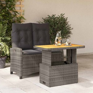 Maison exclusive - ensemble à manger de jardin et coussins 2 pcs gris rotin