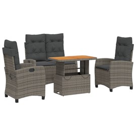 Maison exclusive - ensemble à manger jardin 4pcs et coussins gris résine tressée