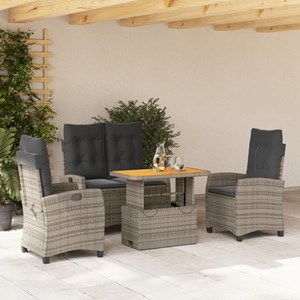 Maison exclusive - ensemble à manger jardin 4pcs et coussins gris résine tressée