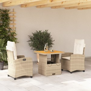 Maison exclusive - ensemble à manger de jardin et coussins 3 pcs beige poly roti