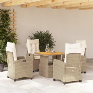 Maison exclusive - ensemble à manger de jardin avec coussins 5pcs beige poly rot