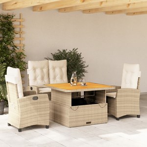 Maison exclusive - ensemble à manger de jardin coussins 4 pcs beige résine tress