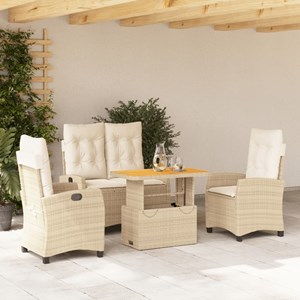 Maison exclusive - ensemble à manger de jardin coussins 4 pcs beige résine tress