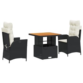 Maison exclusive - ensemble à manger de jardin avec coussins 3 pcs noir
