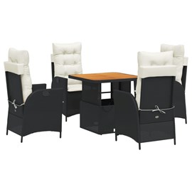 Maison exclusive - ensemble à manger de jardin coussins 5pcs noir résine tressée