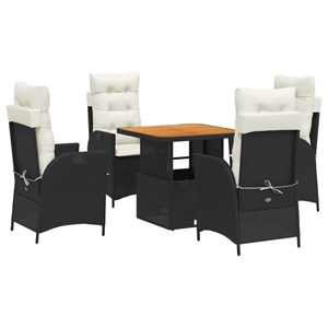Maison exclusive - ensemble à manger de jardin coussins 5pcs noir résine tressée