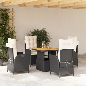 Maison exclusive - ensemble à manger de jardin coussins 5pcs noir résine tressée