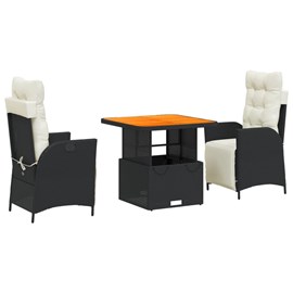 Maison exclusive - ensemble à manger de jardin avec coussins 3 pcs noir