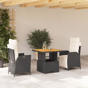 Maison exclusive - ensemble à manger de jardin avec coussins 3 pcs noir