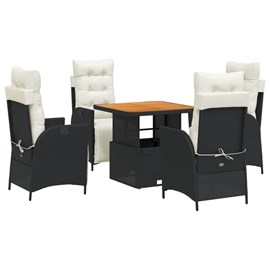 Maison exclusive - ensemble à manger de jardin coussins 5pcs noir résine tressée