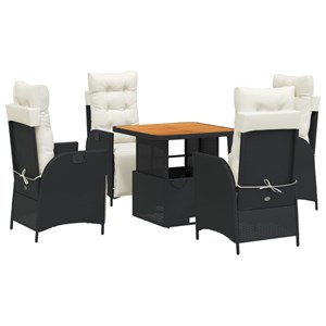 Maison exclusive - ensemble à manger de jardin coussins 5pcs noir résine tressée
