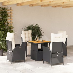 Maison exclusive - ensemble à manger de jardin coussins 5pcs noir résine tressée