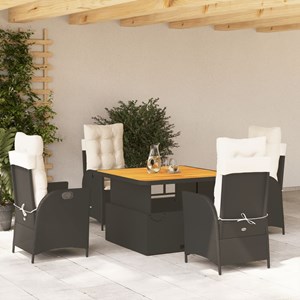 Maison exclusive - ensemble à manger de jardin coussins 5pcs noir résine tressée