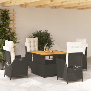 Maison exclusive - ensemble à manger de jardin coussins 5pcs noir résine tressée