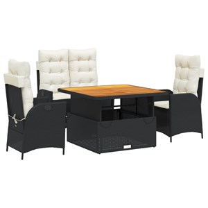 Maison exclusive - ensemble à manger de jardin 4 pcs avec coussins noir