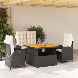 Maison exclusive - ensemble à manger de jardin 4 pcs avec coussins noir