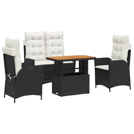 Maison exclusive - ensemble à manger de jardin 4 pcs avec coussins noir