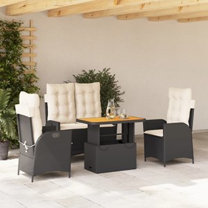 Maison exclusive - ensemble à manger de jardin 4 pcs avec coussins noir
