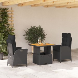 Maison exclusive - ensemble à manger de jardin avec coussins 3 pcs noir