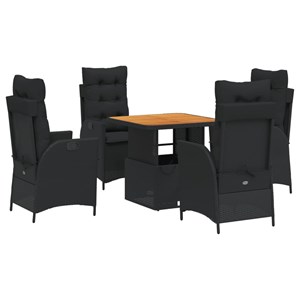 Maison exclusive - ensemble à manger de jardin coussins 5pcs noir résine tressée