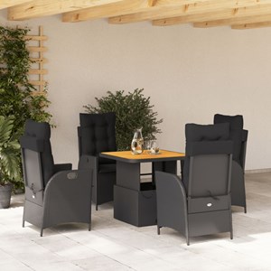 Maison exclusive - ensemble à manger de jardin coussins 5pcs noir résine tressée