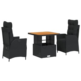Maison exclusive - ensemble à manger de jardin avec coussins 3 pcs noir