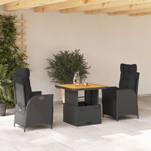 Maison exclusive - ensemble à manger de jardin avec coussins 3 pcs noir