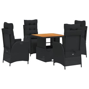 Maison exclusive - ensemble à manger de jardin coussins 5pcs noir résine tressée
